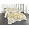 thumbnail image 2 of Ambesonne Victorian Quilted Coverlet 3 Pcs, Floral Baroque Round, Queen Size, Cream Yellow, 2 of 4