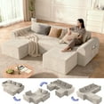 thumbnail image 4 of Easoger 86.6" Compressed Sofa, Modular Sofa Three-Seater, Velvet Covered, Fully Foam-Filled, Comfortable and Soft, Freely Combine and Match, Suitable for Living Room - (Gray), 4 of 6