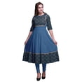thumbnail image 1 of Bimba Black2 Kurtis Indiennes Imprimées à Écailles Géométriques pour Femmes Anarkali Kurti Maxi Robe Décontractée X-Grand, 1 of 5