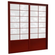 Red Lantern 7 ft. Tall Bamboo Tree Shoji Sliding Door Kit - Rosewood