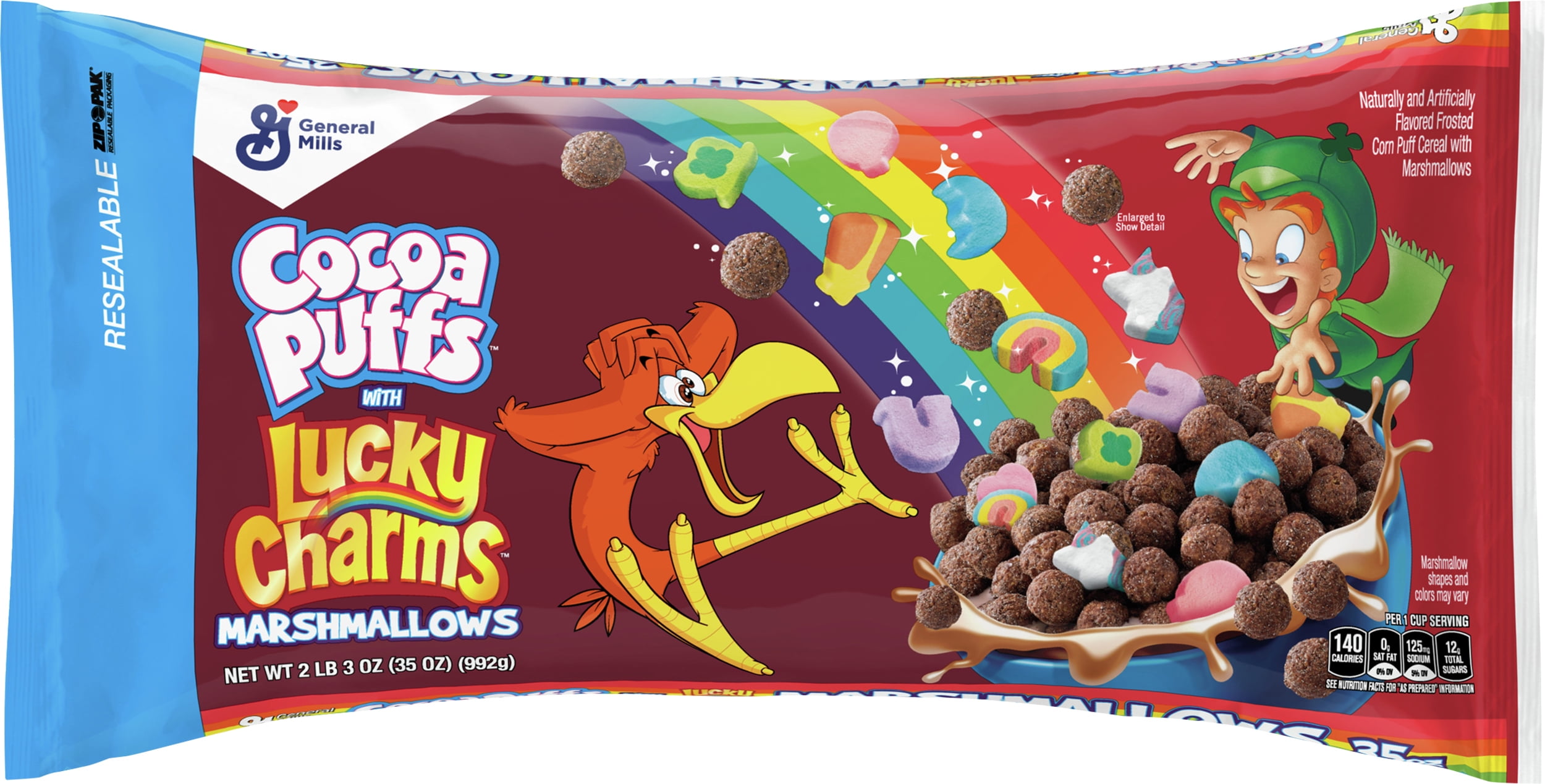 Cocoa Puffs Lucky Charms cereal, 35 oz