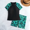 thumbnail image 5 of Mlkoz Tankini Swimsuits for Women Two Piece Short Sleeve Tops and Boyshorts Modest Surfing Swimwear Beach Vacation Outfits, 5 of 9