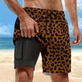 thumbnail image 2 of CONZONE Mens Swim Trunks With Mesh Liner Elastic Waist Drawstring Summer Shorts for Men Leopard Graphic Lightweight Loose Fit Vacation Beach Shorts With Pockets, 2 of 4
