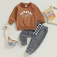 thumbnail image 2 of Okbabeha Toddler Infant Baby Boy Fall Clothes Color Block Long Sleeve Sweatshirt Top and Pants Sweatsuit Outfit Clothing Set, 2 of 7