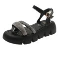 thumbnail image 1 of Sandalias decorativas con lentejuelas, zapatos de gladiador con plataforma combinables a la moda para mujer, tacón medio, punta abierta, hebilla de una línea, Sandals39 Gao Jinjia LED, 1 of 2