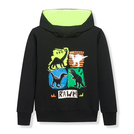 

KYAIGUO 2-12y Toddler Dinosaur Sweaters Kids Breathable Hoodies Sweaters Dinosaur Long Sleeve Hoodie Tops for Baby Kids