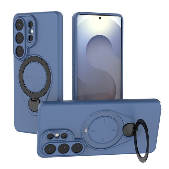 Dteck Case for Samsung Galaxy S26 Ultra,Shockproof Silicone TPU Case Compatible with Mag Safe Ring Holder Kickstand Back Cover,Blue