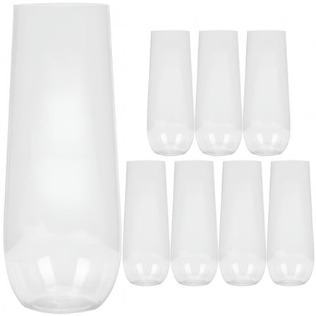 ACDANC 8 Clear Plastic Champagne Flutes Disposable Wine Glasses Bar Cups