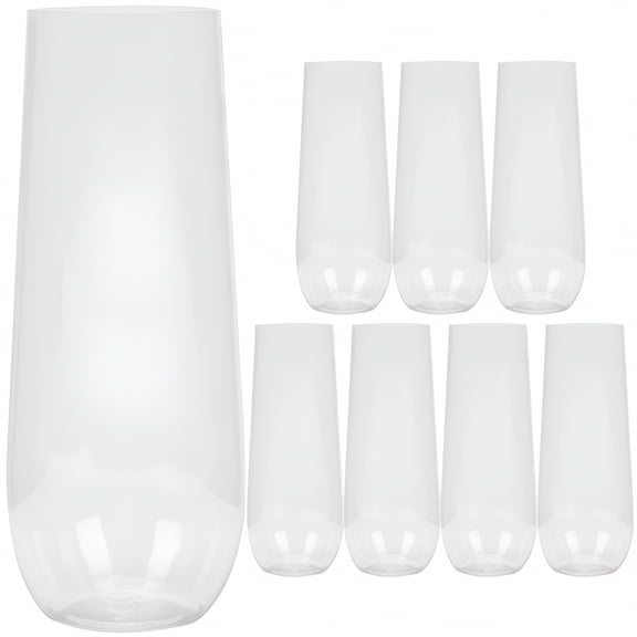 ACDANC 8 Clear Plastic Champagne Flutes Disposable Wine Glasses Bar Cups