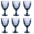 thumbnail image 1 of Juego 6 Copas de Vidrio Grueso con Diseño Diamante en Relieve, Capacidad 354 ml, Color Azul, 1 of 7