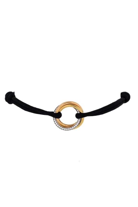 Pre-Owned Cartier Trinity On Cord Bracelet Silk Cord with 18K Tricolor Gold and Diamonds By Rebag