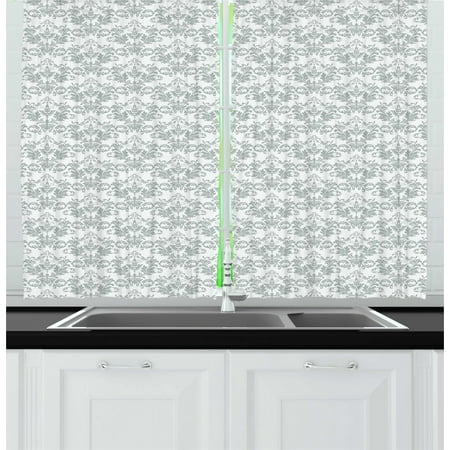 

Abstract Kitchen Curtains Rhythmic Pattern of Chandelier Like Damask Motifs on Plain Backdrop Two Panels Drapes with Rod Pocket Room Decor 55 X 45 White Pale Sage Green by Ambesonne