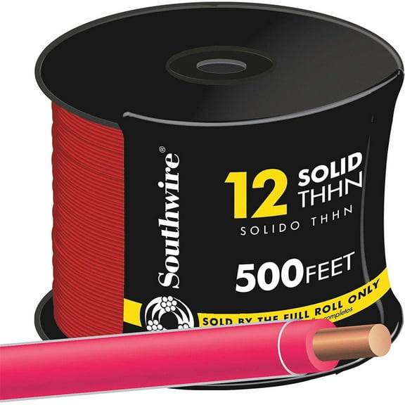 Southwire Building Wire 12 Ga, 1 Conductor 20 Amp 600 V 90 Deg C 500 ' Red