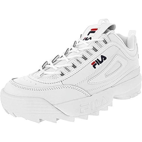 Fila Men's Disruptor Ii Premium White / Navy Red Ankle-High Patent Leather Sneaker - 8M