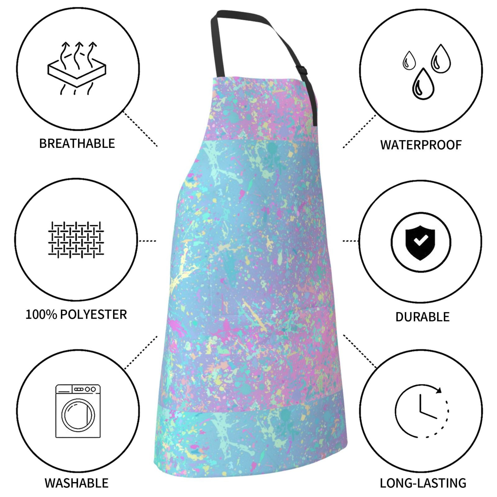 Kdxio Fantasy Gradient Apron with Pockets Adjustable Kitchen Aprons for Men Women Waterproof Aprons for Cooking,Drawing,Crafting, Baking Household Cleaning