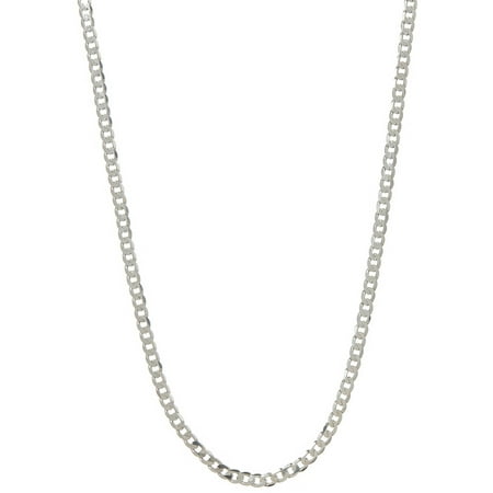 Pori Jewelers Rhodium-Plated Sterling Silver 3mm Cuban Chain Men's Necklace, 22
