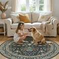 thumbnail image 2 of UERMEI 6'x6' Round Area Rugs for Living Room, Indoor Washable Rug, Floral Area Rugs for Bedroom Home Office Decor Dining Room Carpets, Non Slip Low Pile, Black/Green/Brown, 2 of 9