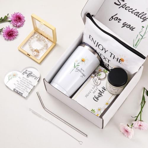 New Beginnings Gifts for Women, Farewell Gifts for Coworkers, Leaving Going Away, New Job Gift Box for Employee Friends, Farewell, Goodbye, Good Luck, Graduation, Divorce, New Home, Break Up
