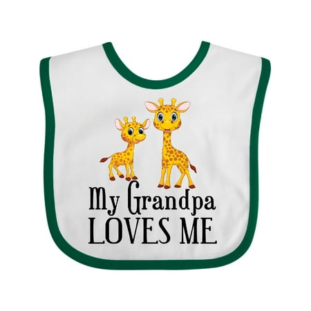 

Inktastic Bright Giraffes My Grandpa Loves Me Gift Baby Boy or Baby Girl Bib