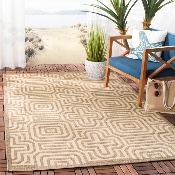 Safavieh Courtyard Holly Geometric Indoor/Outdoor Area Rug, Brown/Natural, 5'3" x 7'7"