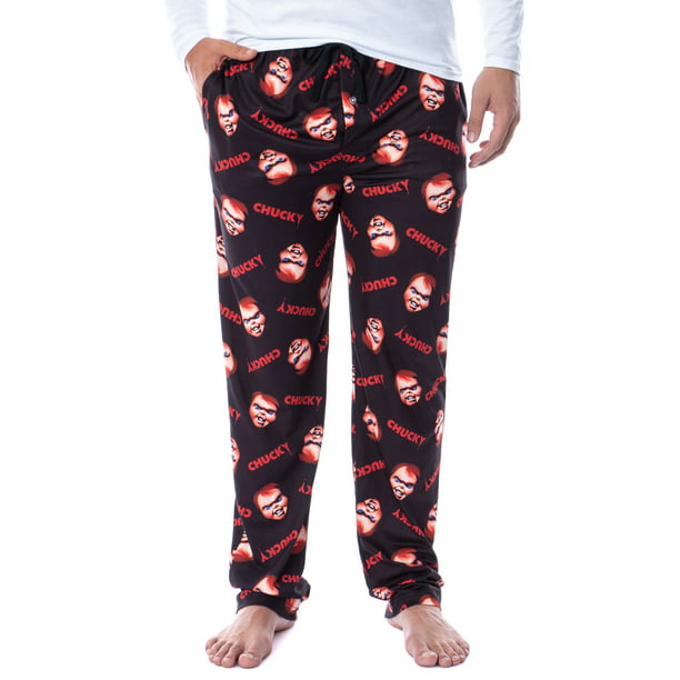 Chucky Mens' Face and Logo Toss Print Pajama Lounge Pants Sleepwear (X ...