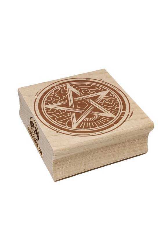 Pentacle Star of Elements Magical Talisman Symbol Square Rubber Stamp Stamping Scrapbooking Crafting - Large 2.75in