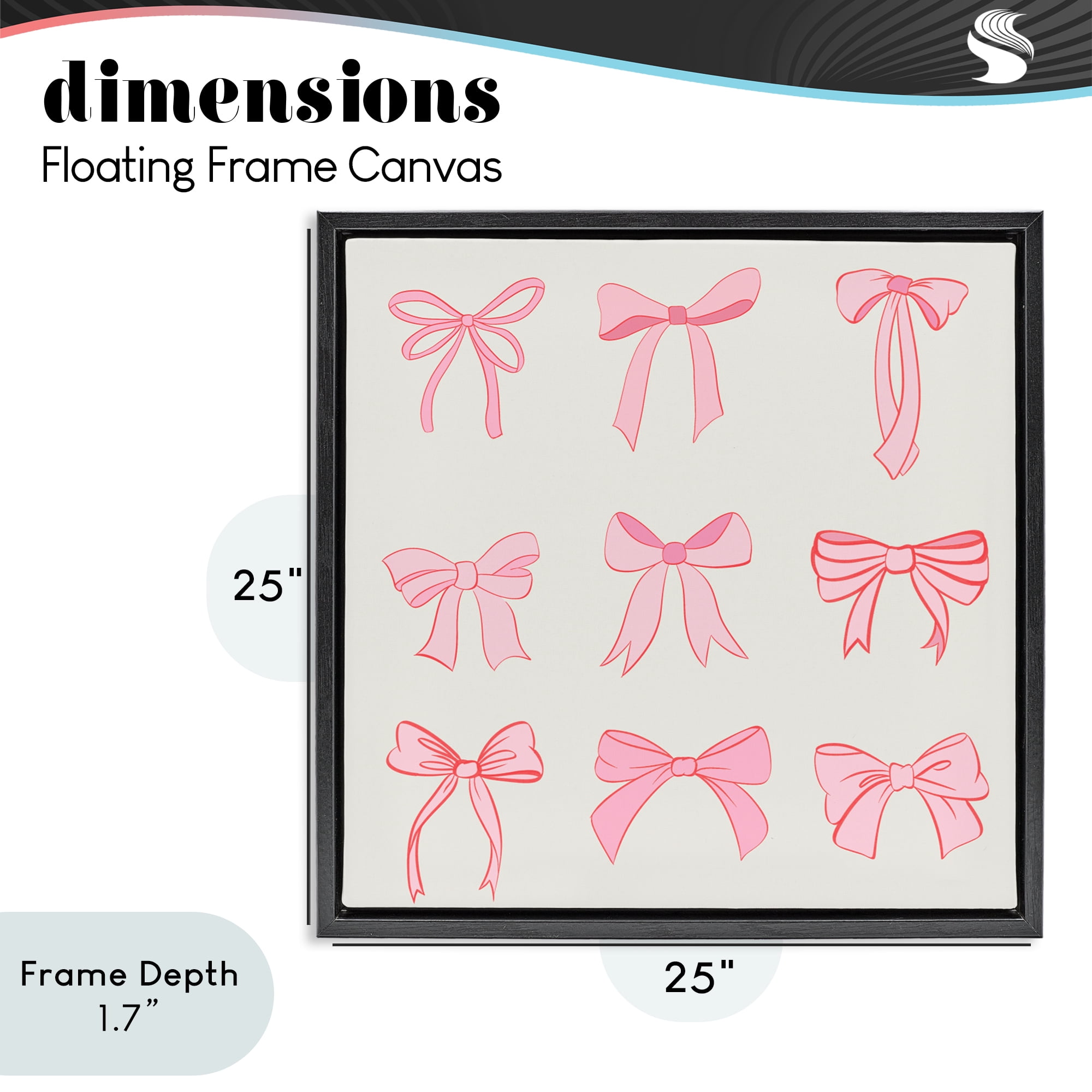 Stupell Industries Pink Coquette Ribbons Black Framed Floater Canvas Wall Art, design by Emily Navas