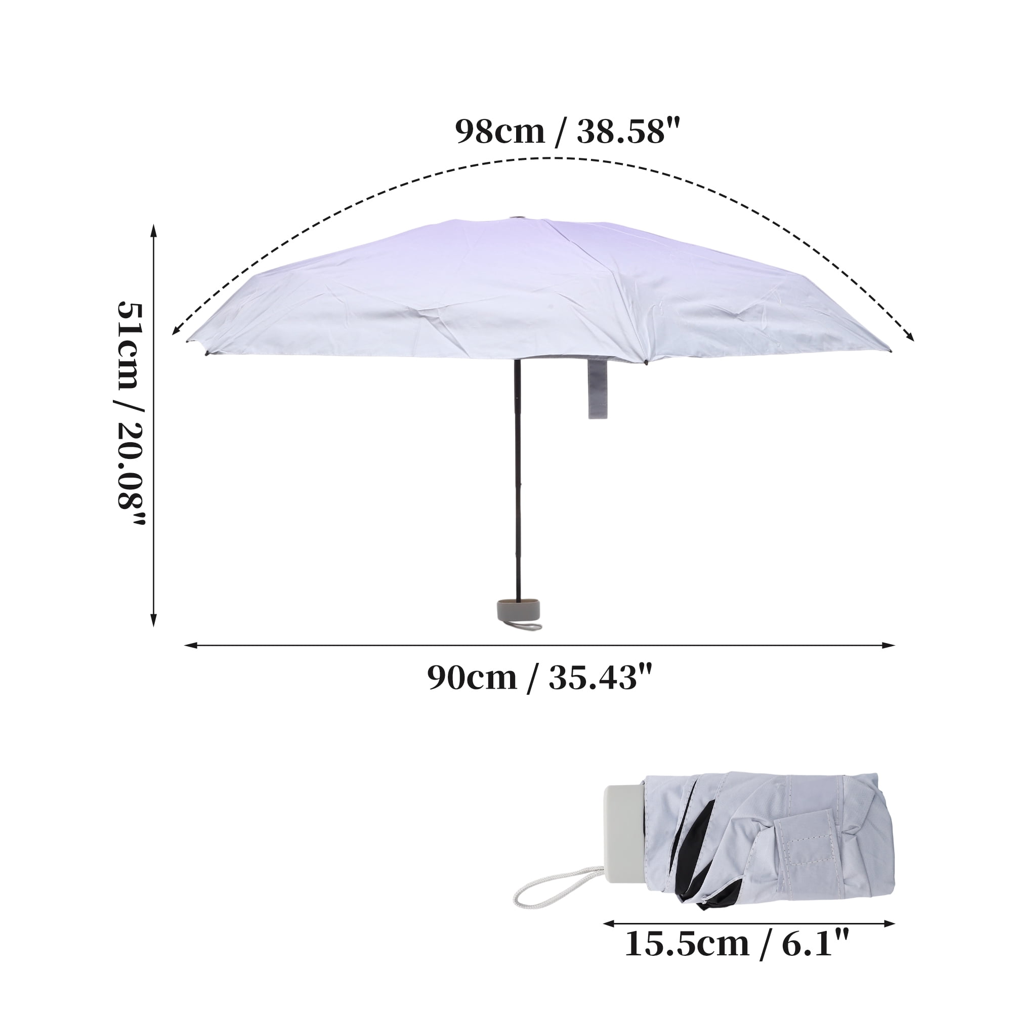Unique Bargains Lightweight Mini Compact Windproof Folding Umbrella Purple [Flat Handle]