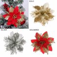thumbnail image 1 of 5Pcs Christmas Glitter Artificial Poinsettia Flowers Xmas Poinsettia Artificial Wedding Flowers Decorations Xmas Tree Ornaments for Party Favors, 6inch, 1 of 9