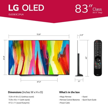 LG 83" Class 4K UHD OLED Web OS Smart TV with Dolby Vision C2 Series OLED83C2PUA