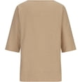 thumbnail image 4 of Summer Cotton Linen T-Shirt for Women Half Sleeve Round Neck Tunic Tops Casual Loose Fit Pleated Basic Blouse Shirts, 4 of 6