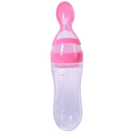 Lavaport 1pcs Newborn Baby Squeezing Feeding Bottle Silicone Training Rice Spoon Infant Cereal Food