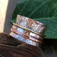 thumbnail image 2 of Silver Meditation Ring - Spinning Ring - Fidget Spinner Ring - Worry Ring - Statement Ring - Mixed Metal Spin Ring - Engraved Ring Jewelry, 2 of 9