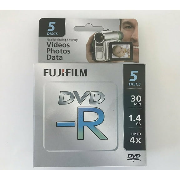 Fujifilm Media 25302444 DVD-R Camcorder, 14 GB / 30 Min, 4X, 5 Discs