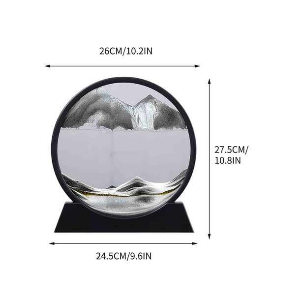 Fiudx Marco de Arena para Arte, Reloj de Arena con Arena Fluid Que Alivia El Estrés, Arena Natural Que Fluye para El Desarrollo de La Inteligencia, Mejora El Estado de Ánimo, Vivid Redondo 30 Cm, Dec