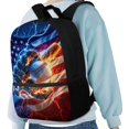 thumbnail image 4 of Yuyamidu 17 Inch Baseball Flag School Backpack, Large Capacity Casual Daypack for Teens Boys, Sports Themed Rucksack for Travel, School Daily Use, 4 of 6