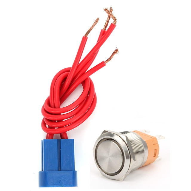 Interruptor de botón de metal de cabeza plana, interruptor de botón de 22mm AC250V 20A con enchufe de 4 pines