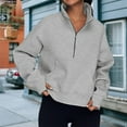 thumbnail image 2 of Stand Collar Fall Clothes Half Zip Women Solid Color Daily Outfit (Coffee XL), 2 of 6