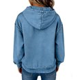thumbnail image 4 of Sewkxo Hoody for Women Sherpa Drawstring Denim Pullovers Fall Winter Casual Baggy Long Sleeve Sweatshirts with Pockets,Sky Blue M, 4 of 4