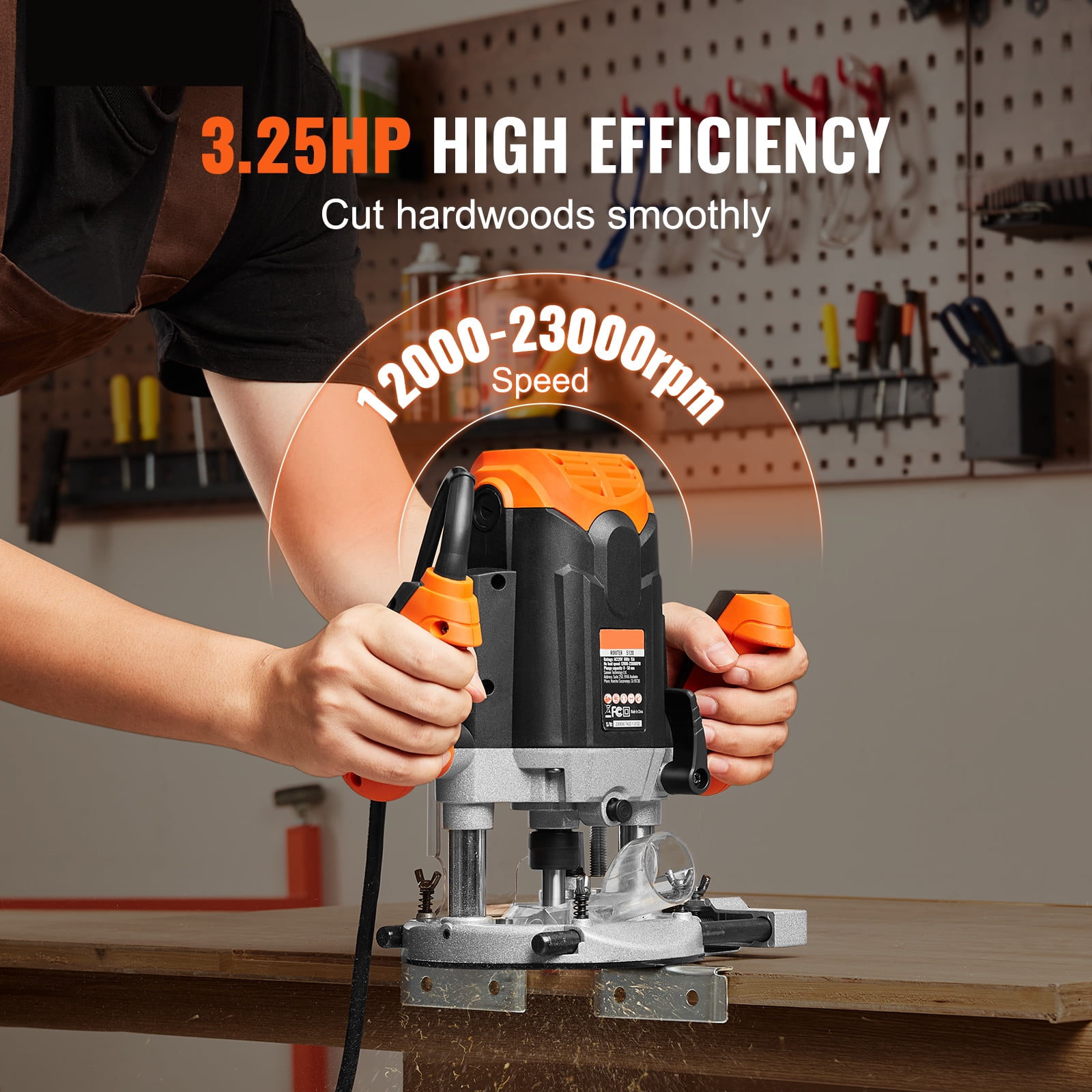 KFFKFF Plunge Router Variable Speed Plunge Base Router 3-1/4 HP 12000-23000 RPM