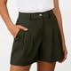 thumbnail image 4 of Pantalones Cortos de Ajuste Suelto para Mujeres Moda Casual Alta Cintura de Lino Mezcla Pantalones Cortos con Bolsillos, Poliéster Suave Recto Sólido Fondo de Verano para Diario, 4 of 6