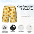 thumbnail image 3 of Fuzoiu Yellow White Striped Sunflower Print Men's Swim Shorts,Quick-Dry Double-Layer Swim Trunks,Board Trunks,Beach Shorts Swimwear Bathing Suits-XX-Large, 3 of 6