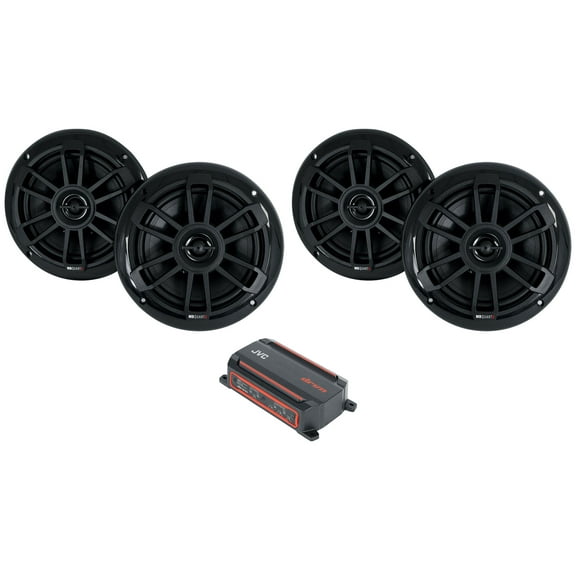 JVC KS-DR2004D 600w 4-Channel Marine Boat Amplifier (4) 6.5" MB Quart Speakers