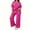 Rose red, variant on Color Block Women Plus Size Casual 2 Pieces Lounge Sets Short Sleeve Tops and Wide Leg Pants