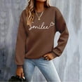 thumbnail image 2 of Amzcrzy Chandails pour Femmes Mode Imprimé Sourire Col Rond Chandail Décontracté Manches Longues pour Femmes Automne chandail Ample, 2 of 4
