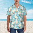 thumbnail image 2 of Pofeuu White Geese and Flower Print Hawaiian Shirt for Men Sleeves Casual Button Down Summer Beach Dress Shirts T-Shirts,Large, 2 of 7