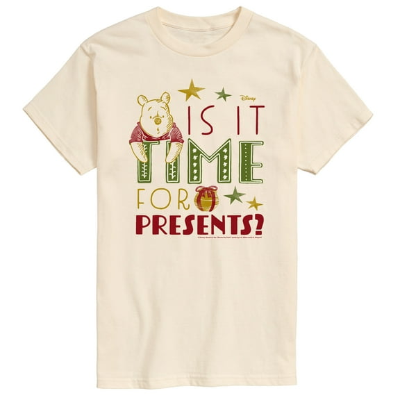 Disney Winnie The Pooh - Is It Time For Presents? Christmas- Men's Short Sleeve Graphic T-Shirt