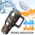 thumbnail image 2 of Halloween Design 40oz Tumbler w/Handle - Ghosts/Pumpkins Double Wall Insulated Stainless Steel Cup, Leakproof Lid, Gift Ready, 2 of 5