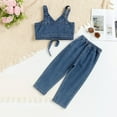 thumbnail image 3 of Zecgelong Toddler Girls Denim Overalls Set Casual Summer Outfit Baby Girl Two Piece Jumpsuit With Straps Spring And Summer Play Clothes For 1 5 Years Old Girls 2 Piece Sets Age 2-3 Years, 3 of 5