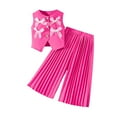 thumbnail image 5 of AINIYS Girls Sleeveless Square Neck Pullover Flowy Elegant Two Piece Top And Maxi Skirt Set For Special Occasion Beach Holiday Hot Pink 3-4Years, 5 of 9